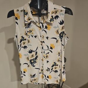 Tommy Hilfiger Yellow and White Button Down Shirt Notched Collar